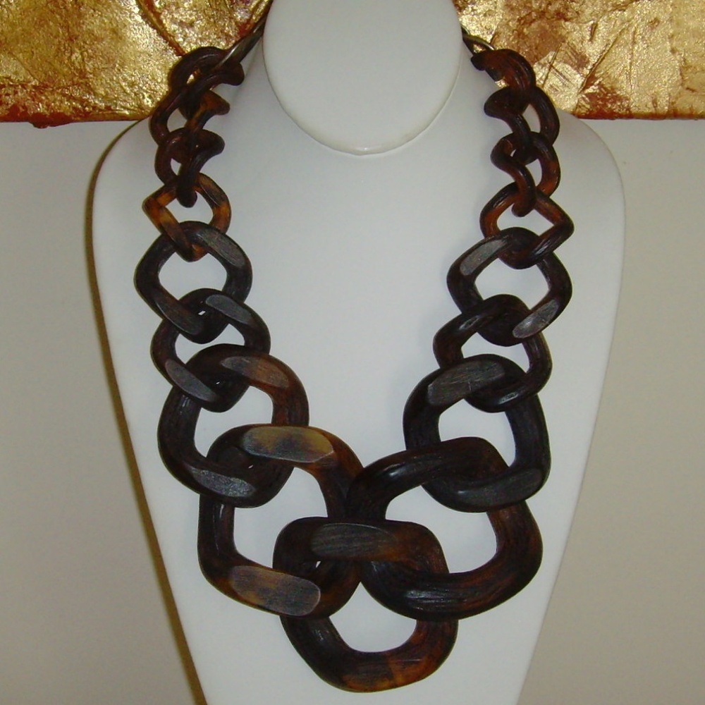 Frosted Brown Lucite Chain Necklace
